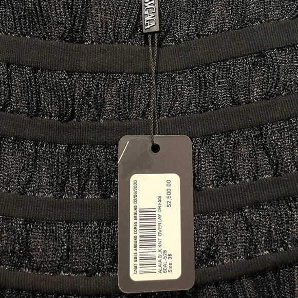 ALAÏA PARIS Black Knit Overlay Dress  |Size:Small| - Picture 6 of 14